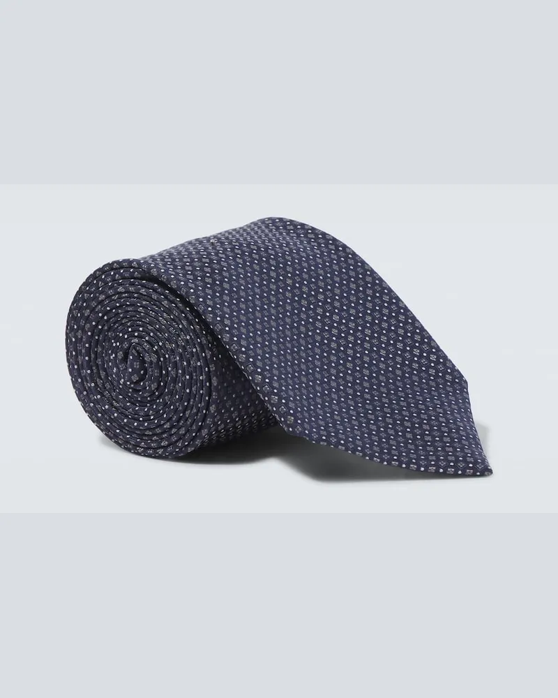 Brioni Bedruckte Krawatte aus Seide Blau