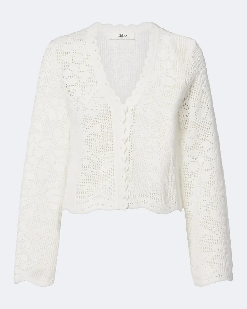 Chloé Chloé Cardigan aus Pointelle-Strick Weiß