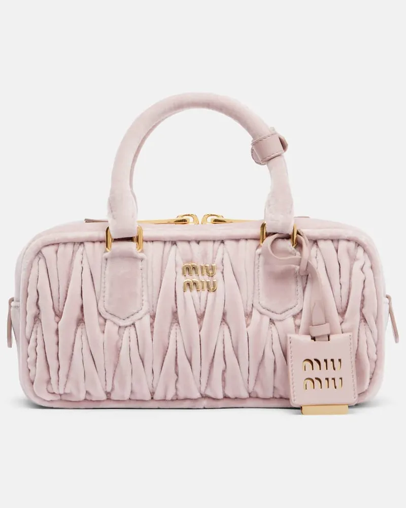 Miu Miu Tote Bag Arcadie Small aus Veloursleder Pink