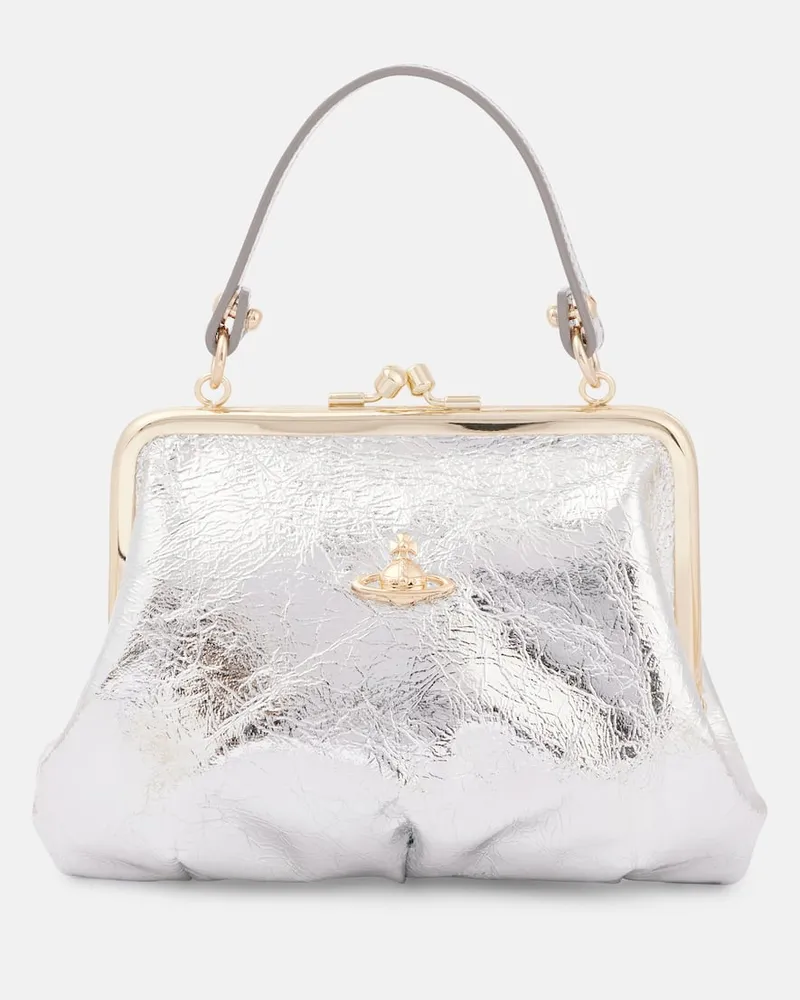 Vivienne Westwood Tote Bag Granny aus Metallic-Leder Silber