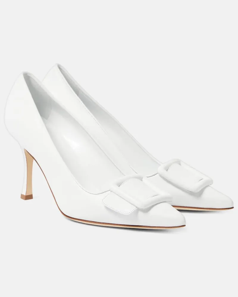 Manolo Blahnik Pumps Maysale 70 aus Veloursleder Weiß