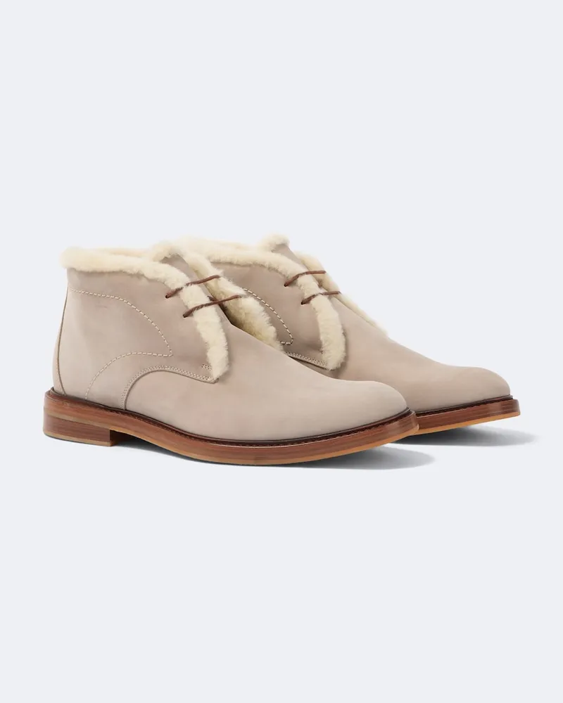 Manolo Blahnik Desert Boots Keswick aus Leder Beige
