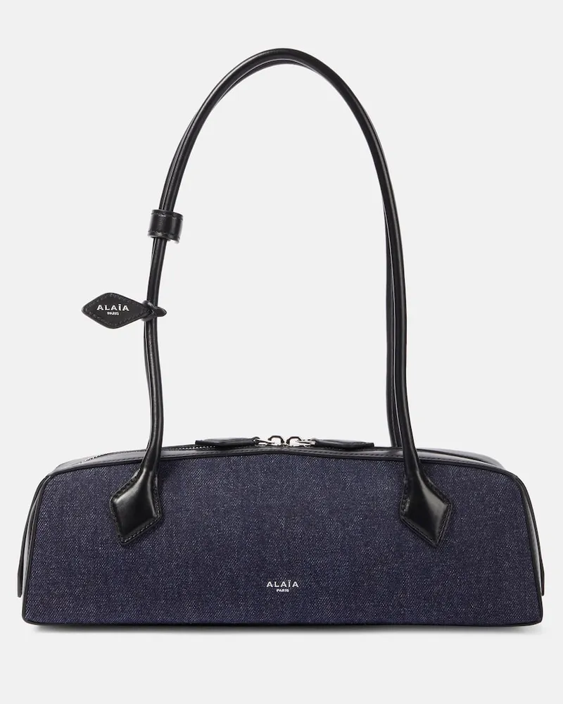 Alaïa Alaïa Schultertasche Le Teckel Medium aus Denim Blau