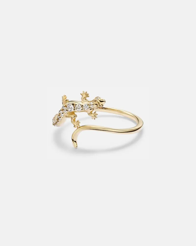 Sydney Evan Ring Lizard aus 14kt Gelbgold mit Diamanten Gold