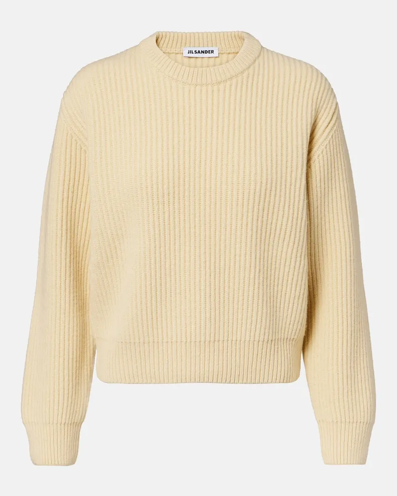 Jil Sander Rippstrick-Pullover aus Wolle Gelb