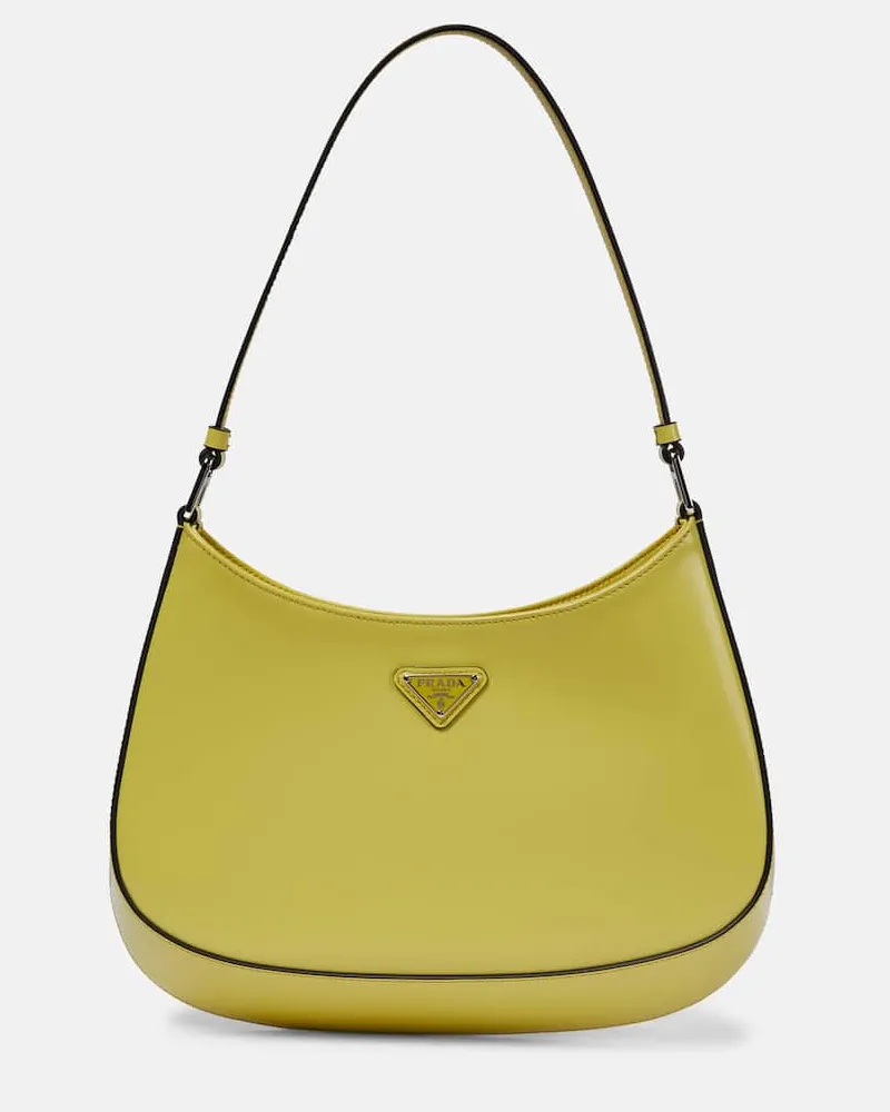 Prada Schultertasche Cleo Small aus Leder Grün