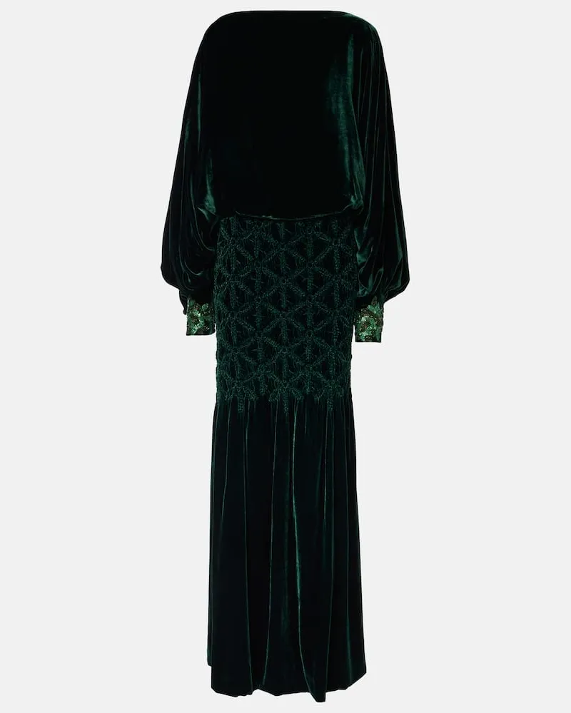 COSTARELLOS Robe Genevieve aus Samt Grün