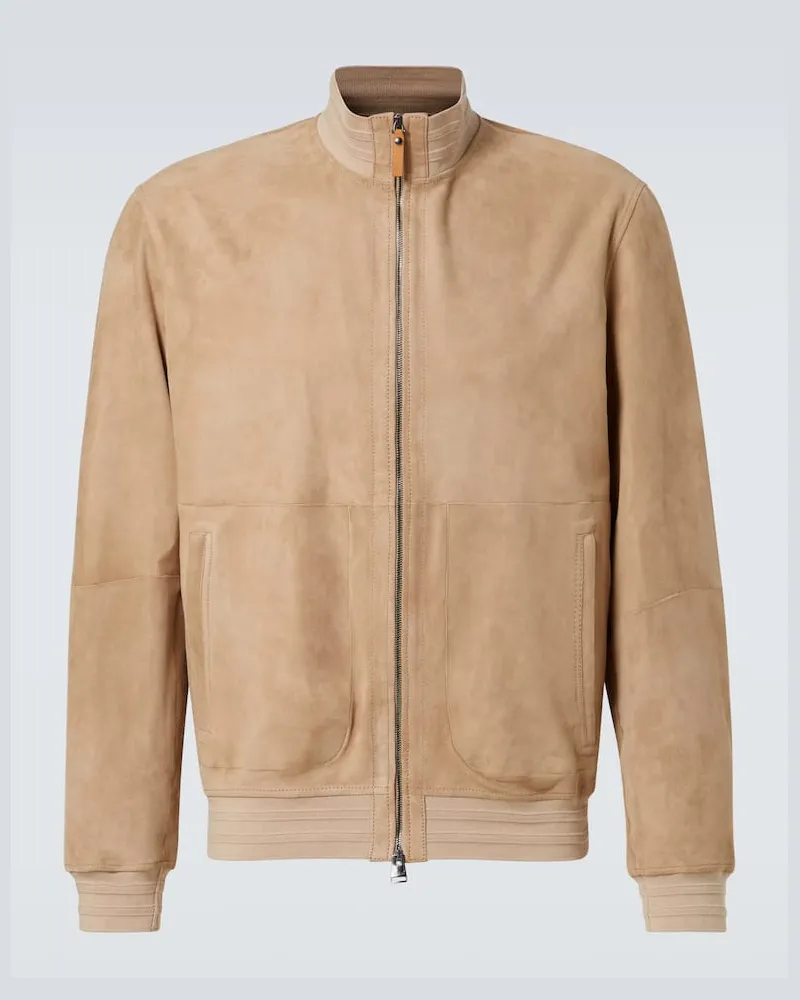 Canali Bomberjacke aus Leder Beige