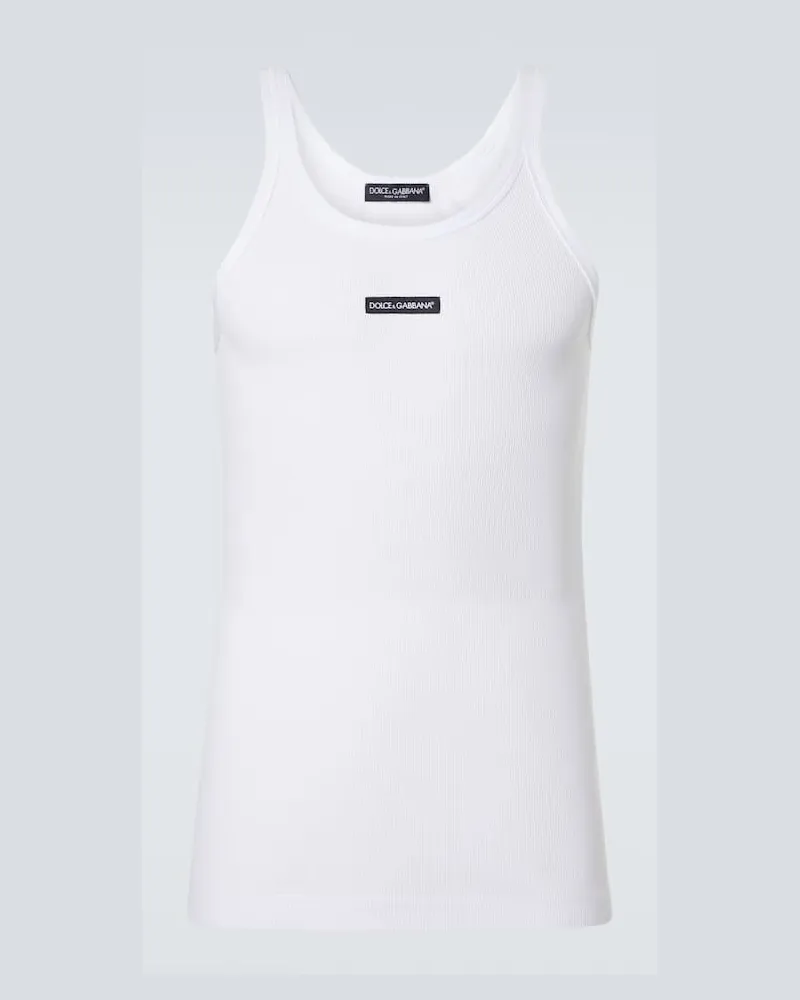Dolce & Gabbana Tanktop aus Baumwoll-Rippstrick Weiß