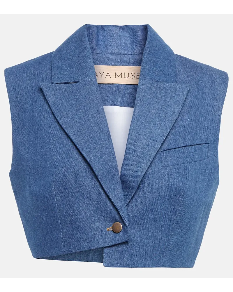 Aya Muse Cropped-Weste Ule aus Denim Blau