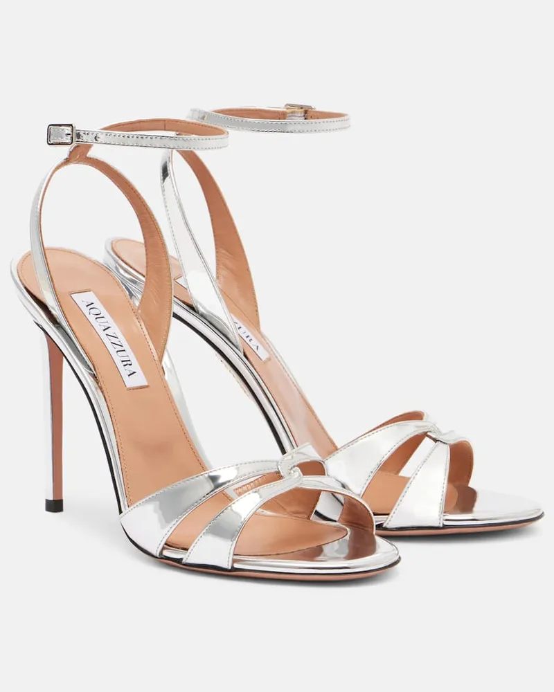 Aquazzura Sandalen You and I aus Metallic-Leder Silber