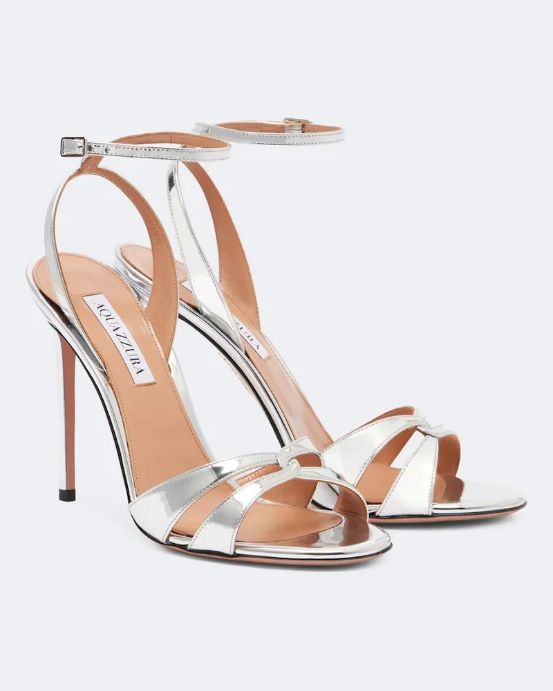 Aquazzura Sandalen You and I aus Metallic-Leder Silber