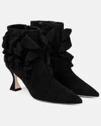 Manolo Blahnik Ankle Boots Pompa aus Veloursleder Schwarz