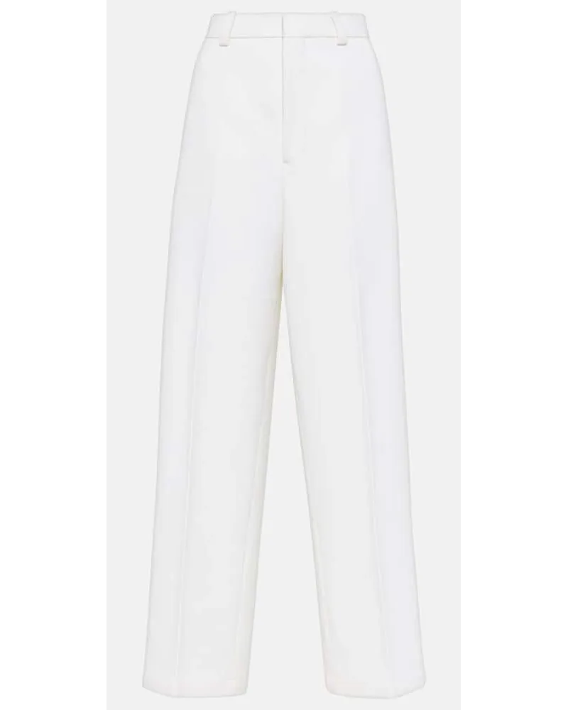 AMI Paris High-Rise-Hose aus einem Wollgemisch Weiss