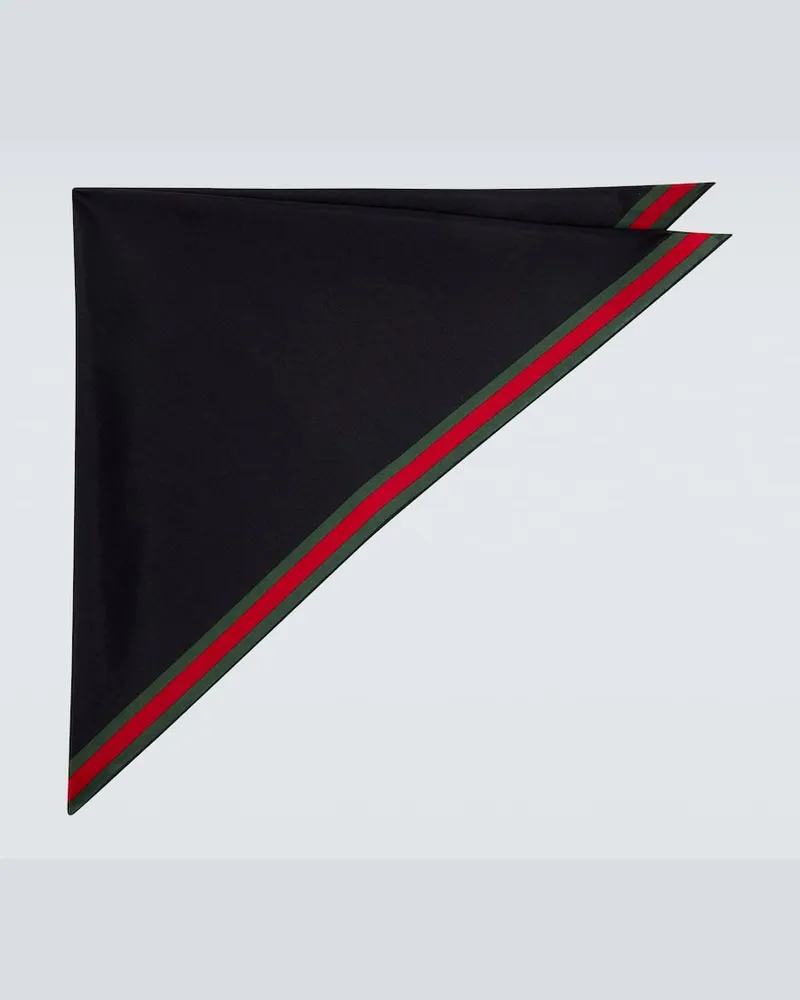 Gucci Tuch Web Stripe aus Baumwolle und Seide Blau