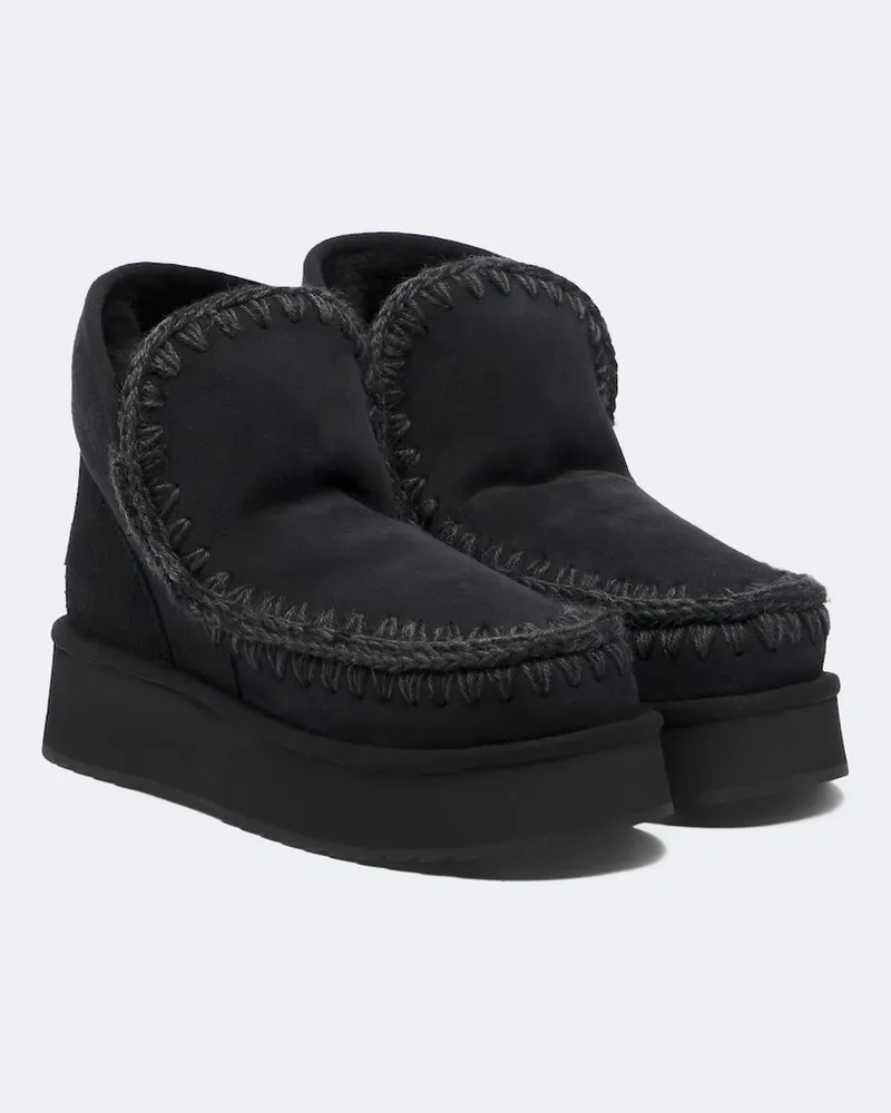 Mou Ankle Boots Mini mit Shearling Schwarz