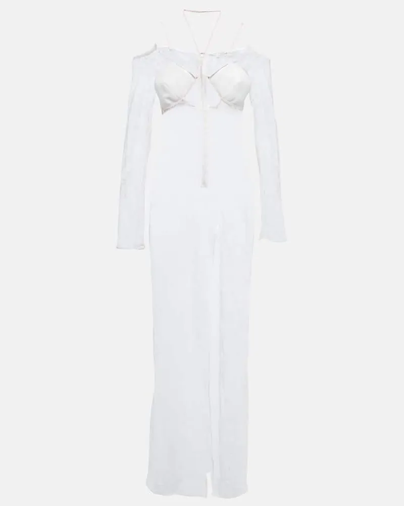 Nensi Dojaka Bridal Robe aus Spitze Weiß