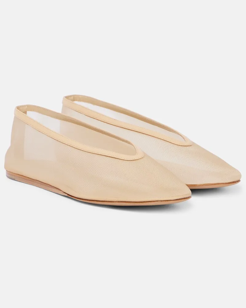 Le Monde Béryl Le Monde Béryl Ballerinas Luna aus Mesh mit Leder Weiß