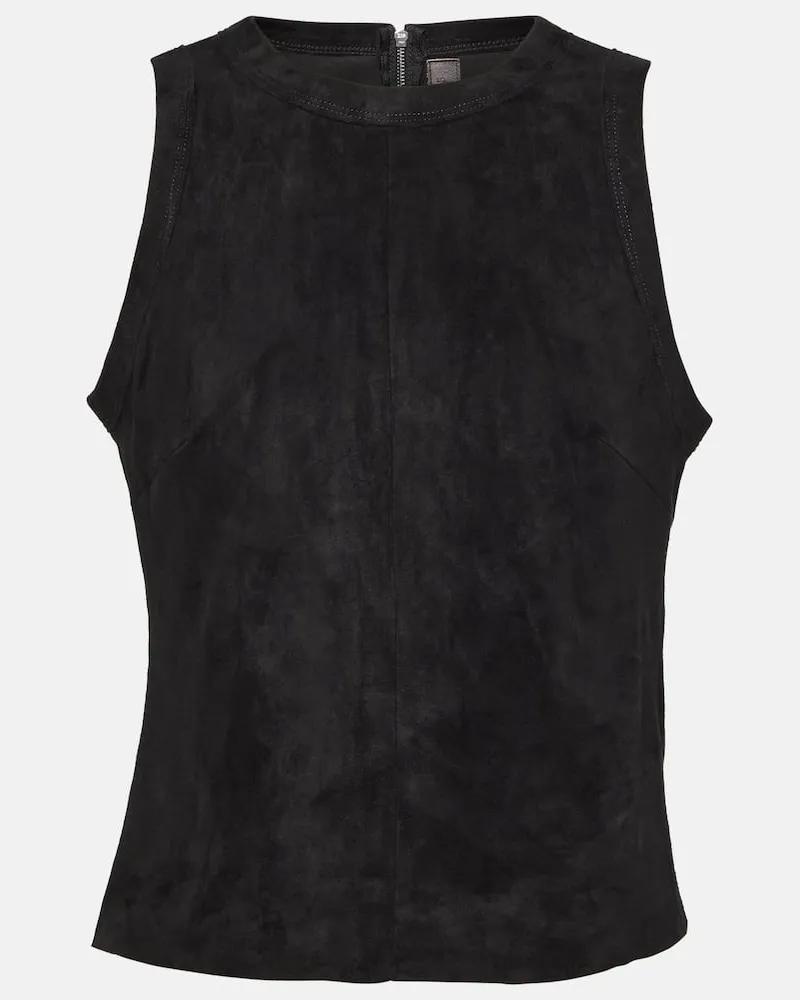 Stouls Top Pam aus Veloursleder Schwarz