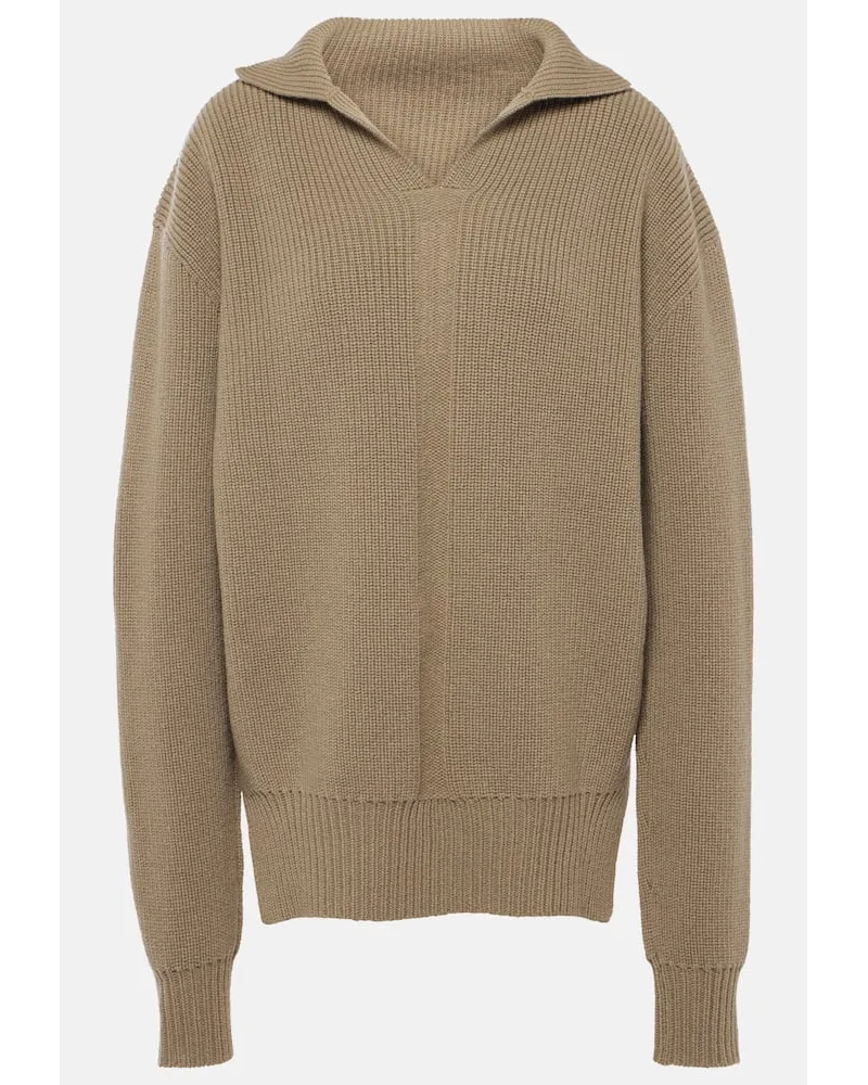 Rick Owens Pullover Fisherman Tabard aus Wolle Beige