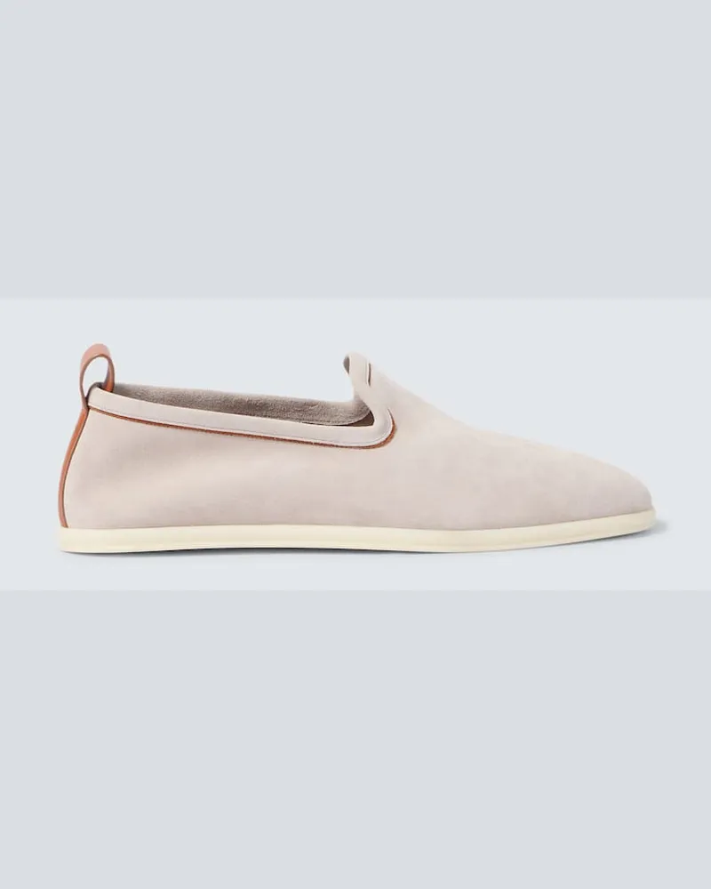 Loro Piana Slip-Ons Venice Walk aus Veloursleder Beige