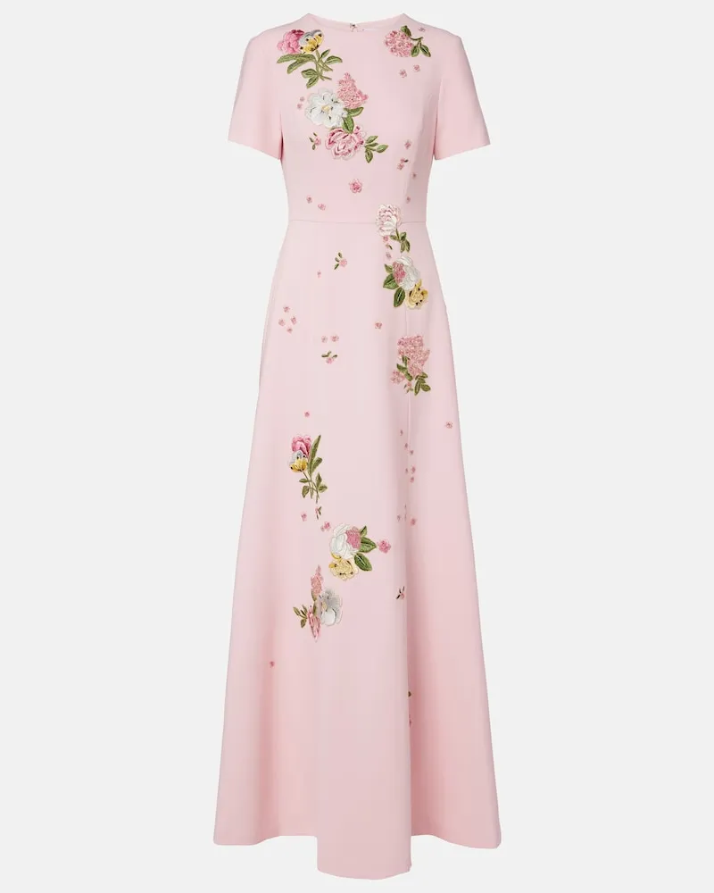 Carolina Herrera New York Robe aus Crêpe mit floraler Stickerei Rosa