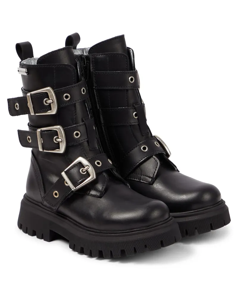 Monnalisa Bikerstiefel aus Leder Schwarz