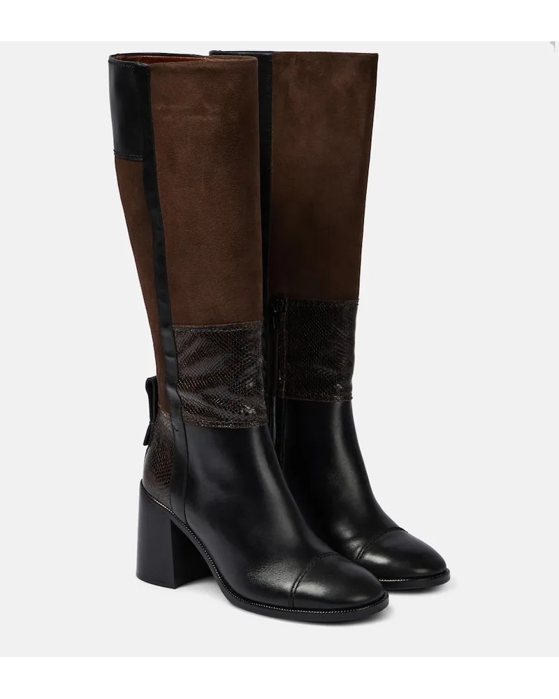 See by Chloé See By Chloé Stiefel Patchwork aus Leder Schwarz