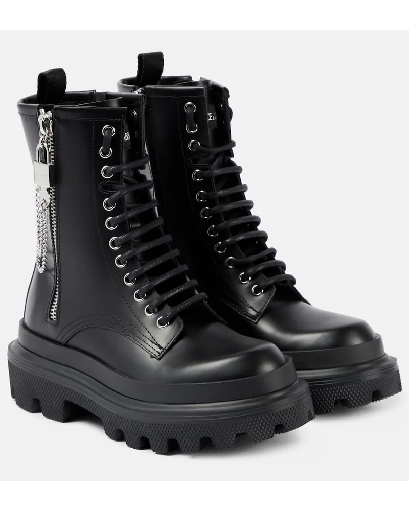 Dolce & Gabbana Schnuerstiefel aus Leder Schwarz