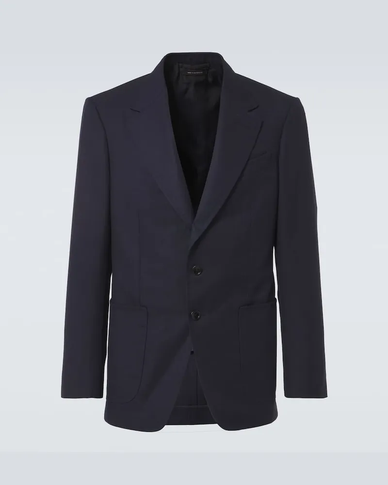 Tom Ford Anzugjacke aus Wolle, Mohair und Seide Blau