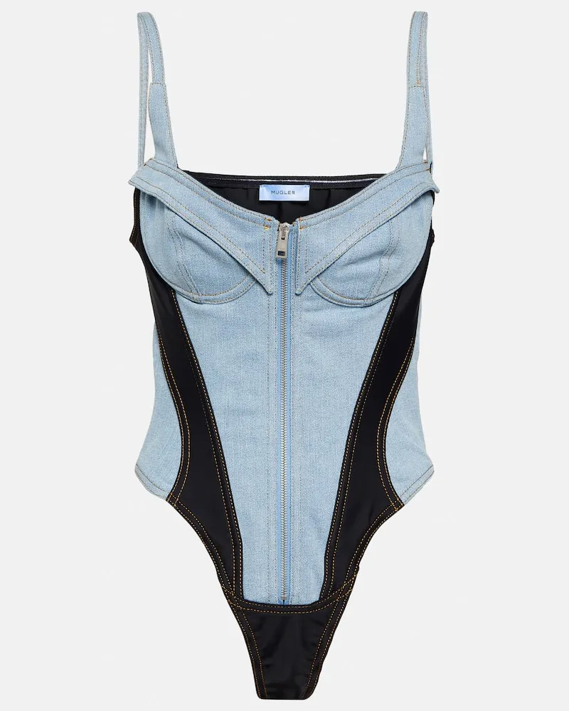 Thierry Mugler Body aus Denim Blau