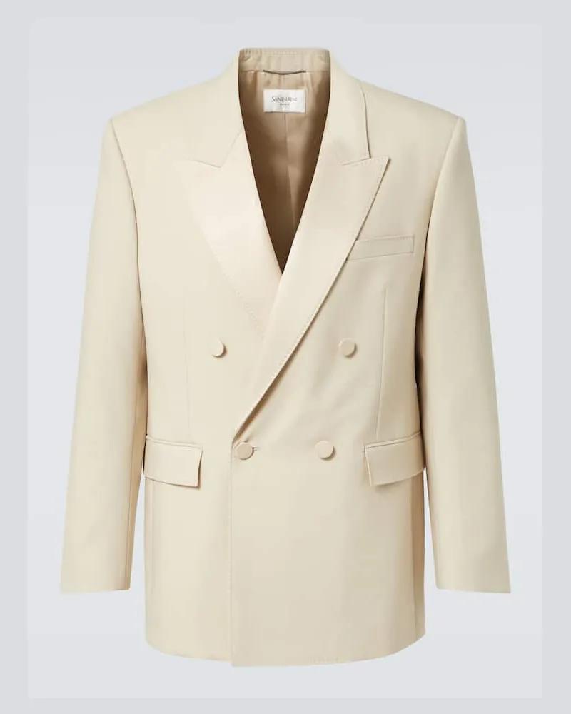 Saint Laurent Smokingjacke aus Wolle Beige