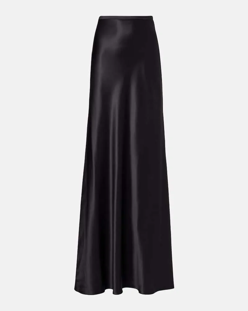 Saint Laurent Maxirock aus Seide Schwarz