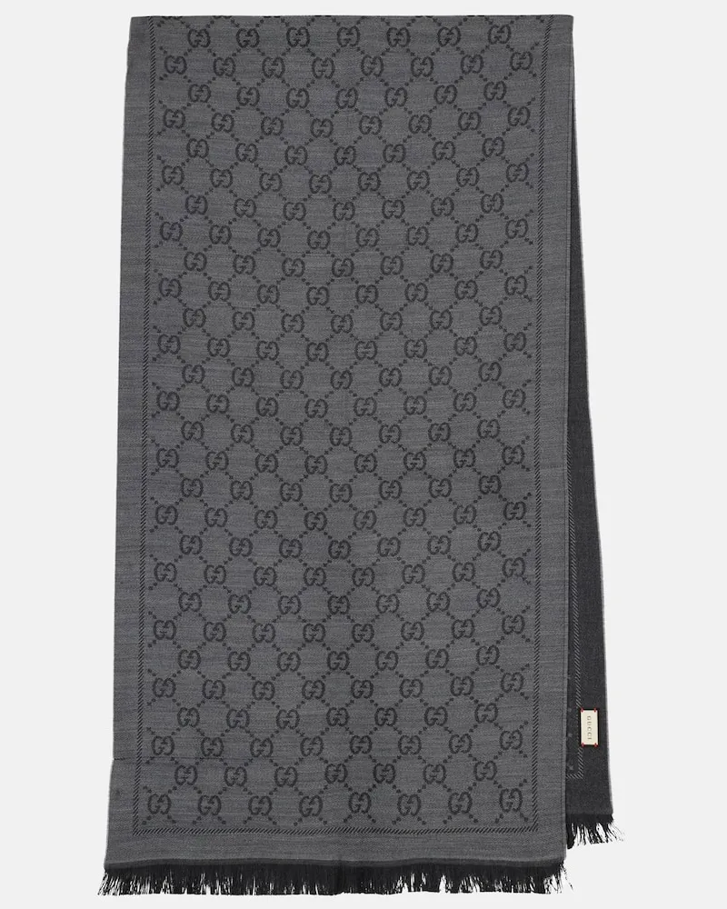 Gucci Schal GG aus Woll-Jacquard Grau