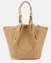 Christian Louboutin Shopper By My Side aus Canvas mit Leder Nude