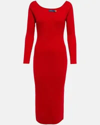 Ralph Lauren Midikleid aus einem Wollgemisch Rot