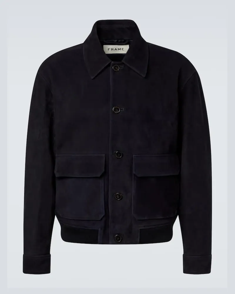 Frame Denim Blouson aus Veloursleder Blau