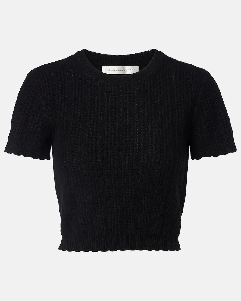 Frame Denim Cropped-Top The Getaway aus Kaschmir Schwarz