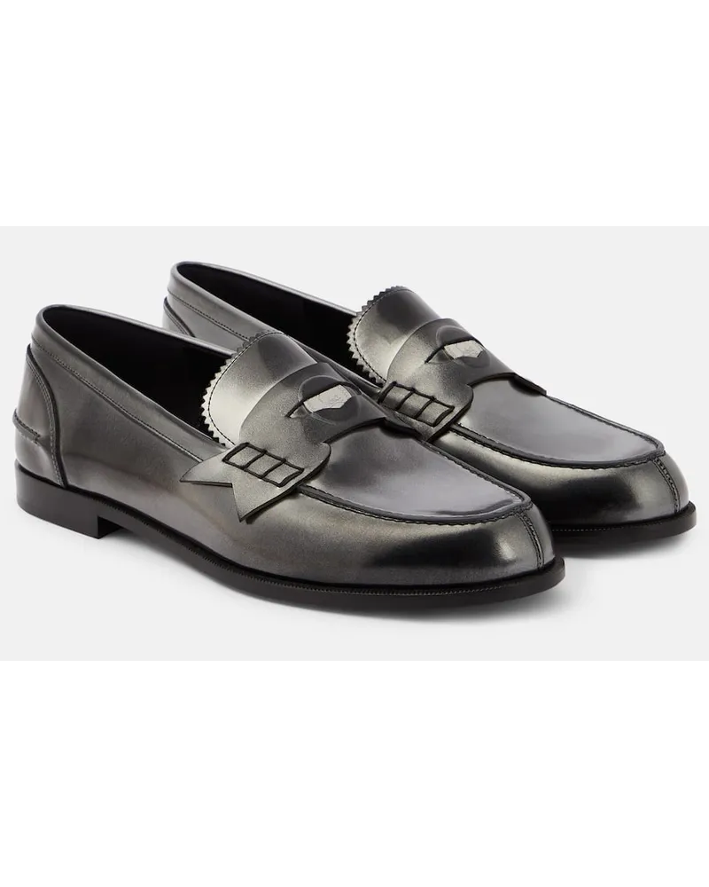 Christian Louboutin Loafers Penny Donna aus Metallic-Leder Silber