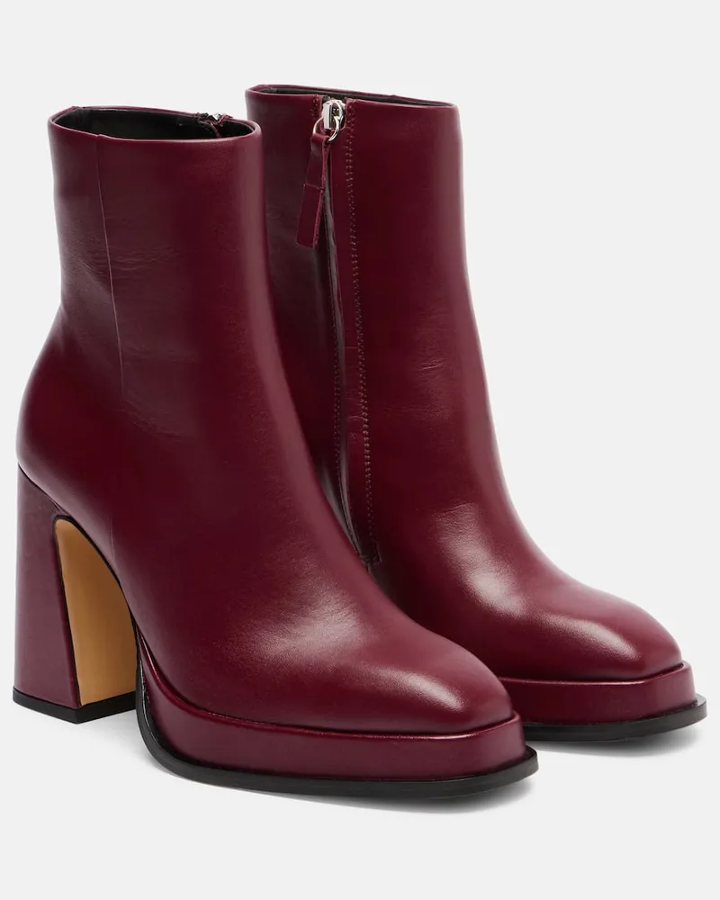 SOULIERS MARTINEZ Ankle Boots Nova Chueca 95 aus Leder Burgunderrot