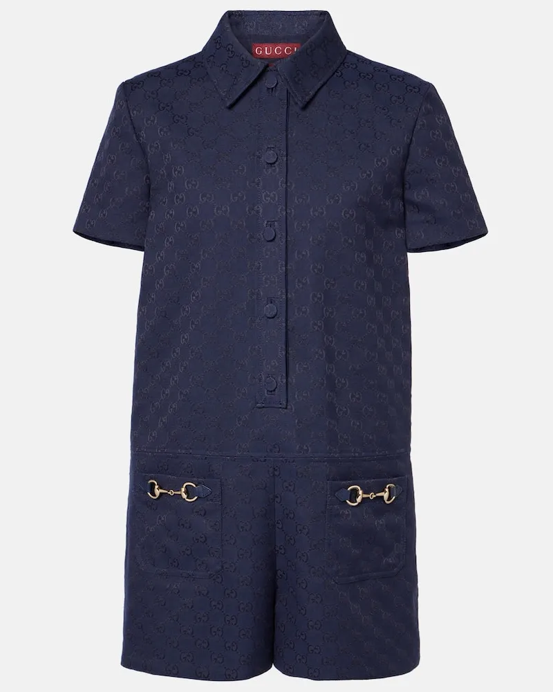 Gucci Playsuit Horsebit GG aus Canvas Blau