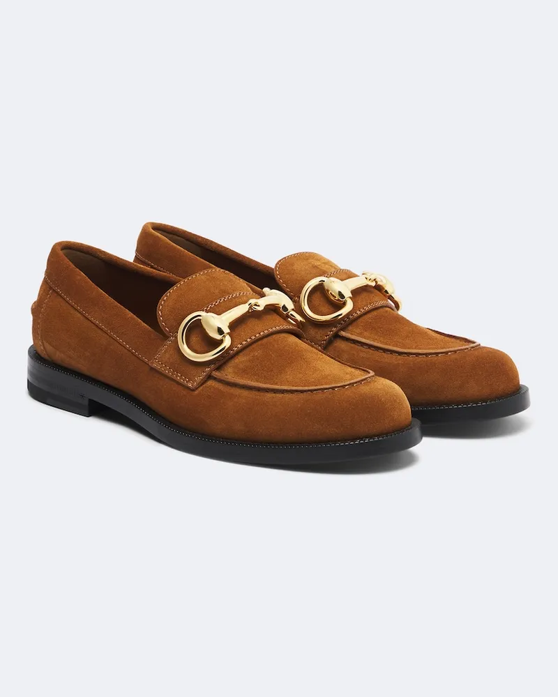 Gucci Loafers Horsebit aus Veloursleder Braun