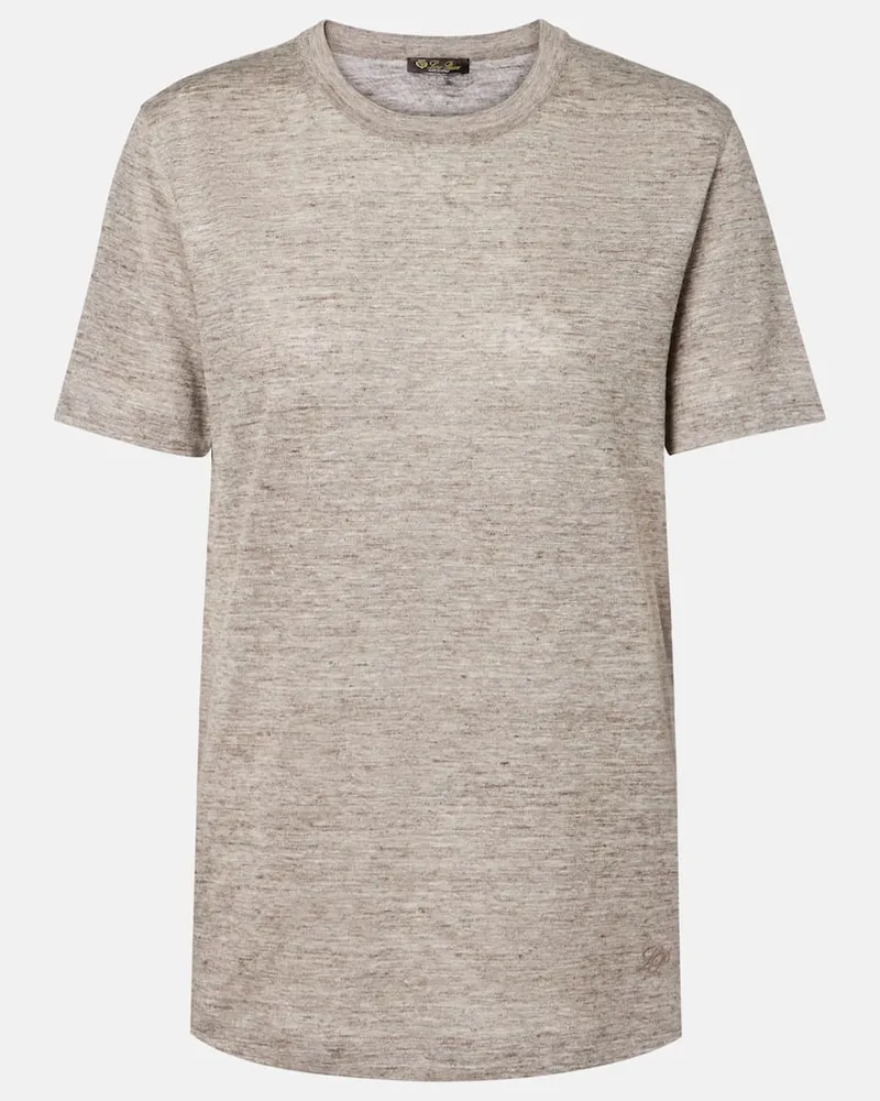 Loro Piana T-Shirt Gargano aus Leinen Beige
