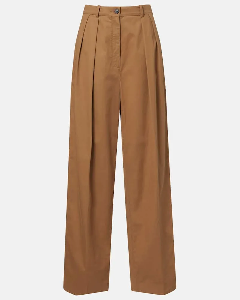 The Row Weite Hose Igor aus Baumwolle und Kaschmir Beige
