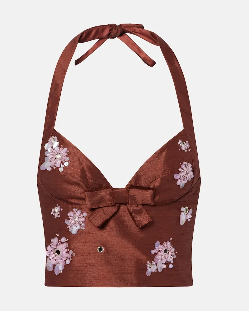 SHUSHU/TONG Verziertes Cropped-Top Braun