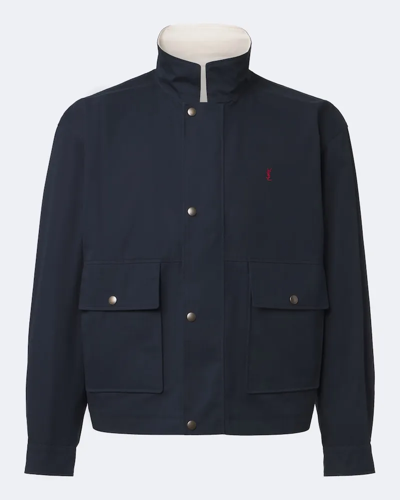 Saint Laurent Wendbare Jacke aus Baumwolle Blau