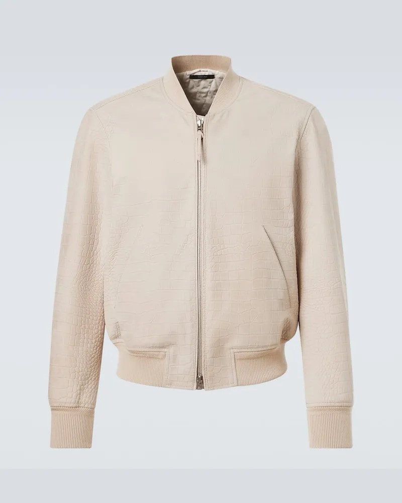 Tom Ford Bomberjacke aus Leder Beige