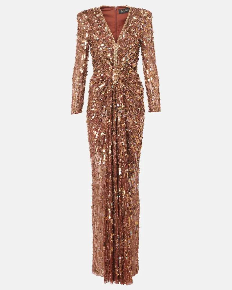 Jenny Packham Robe Gazelle mit Pailletten Braun