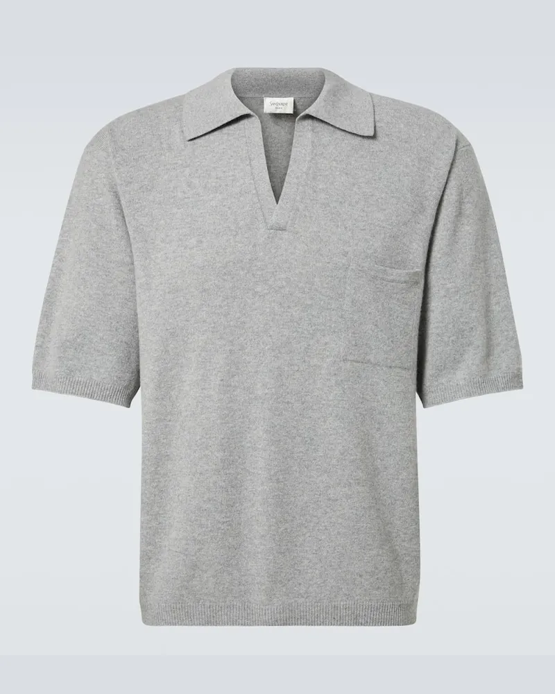 Saint Laurent Polohemd aus Wolle Grau