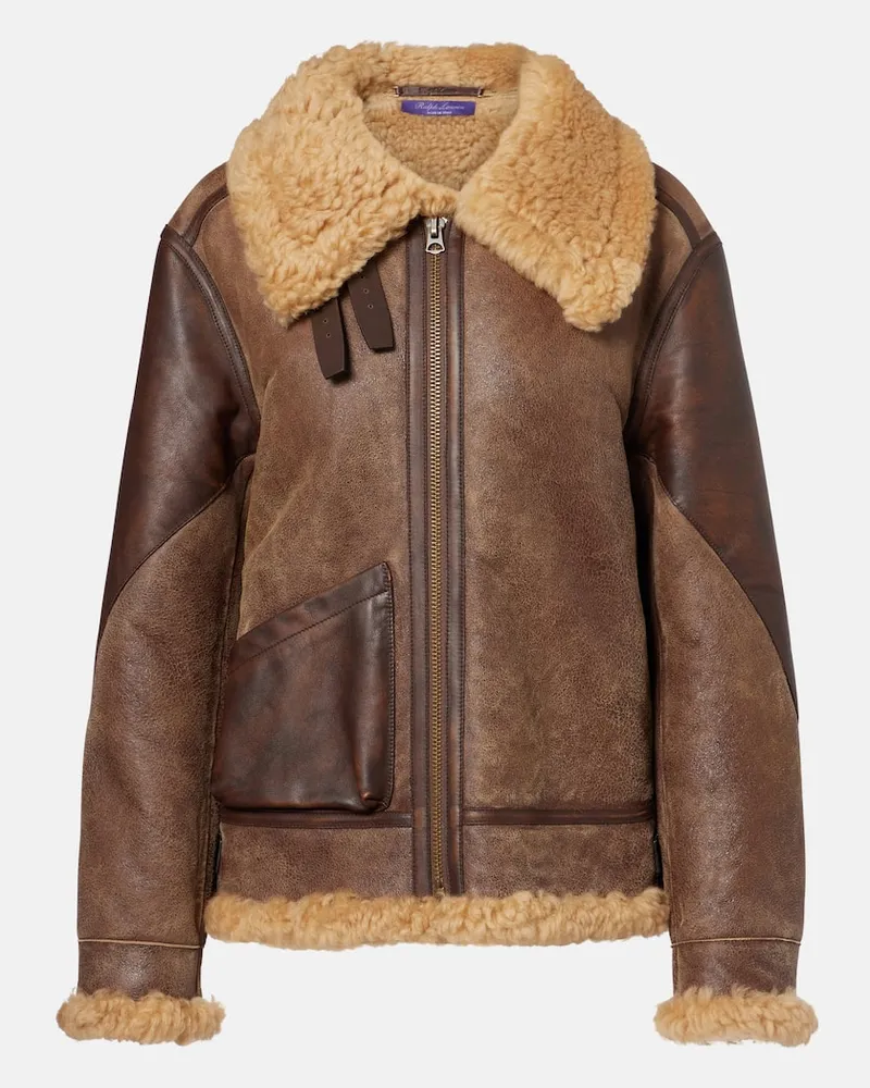 Ralph Lauren Lederjacke mit Shearling Braun
